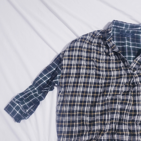 French Connection Plaid Patchwork V-Neck Flannel Blouse - Picture 10 of 14